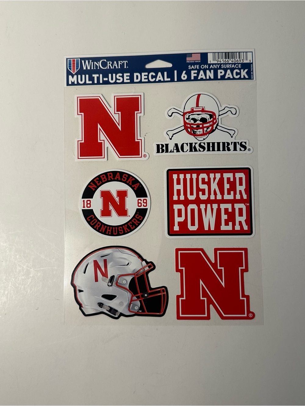 Nebraska Cornhuskers Wincraft Multi-Use 6 Fan Pack NCAA Decal Football Stickers
